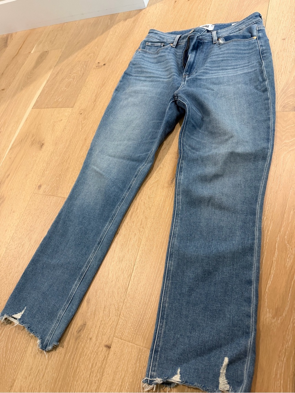 PAIGE Women's Medium Blue Straight-Leg Jeans
